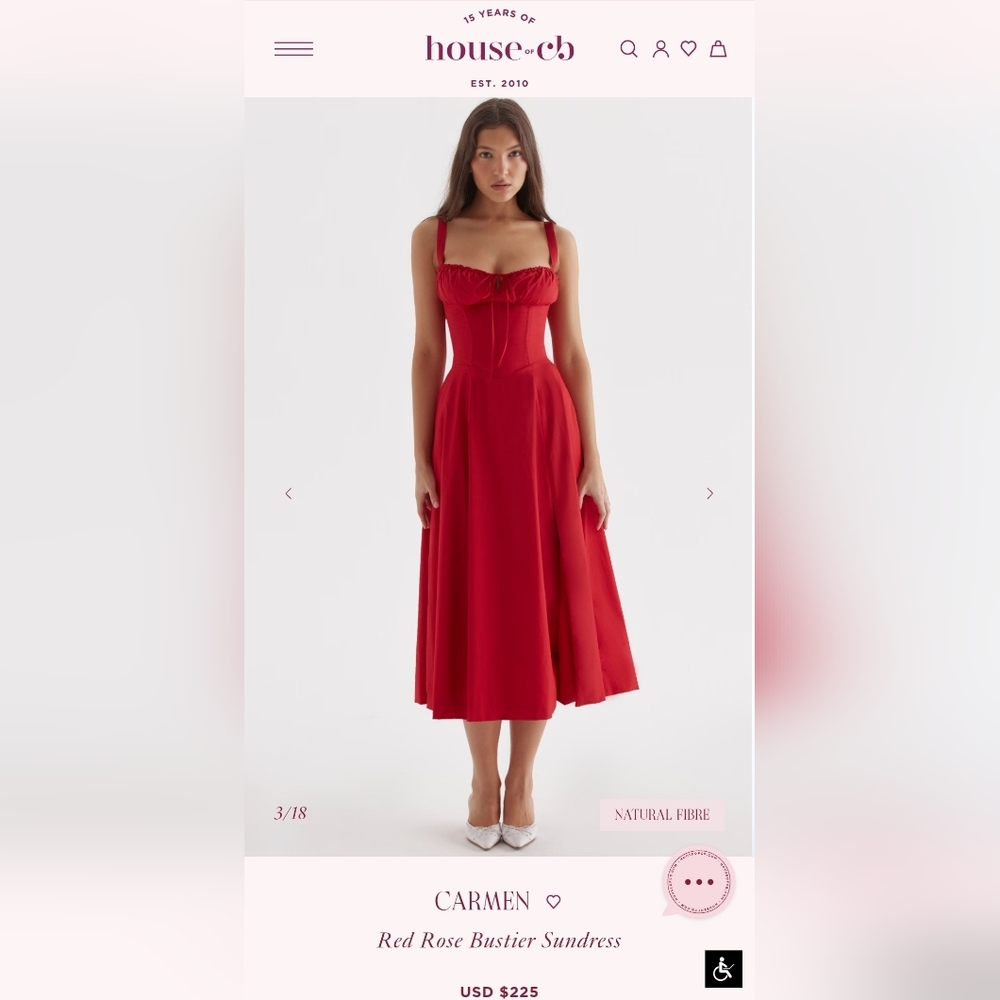 House Of CB Red Carmen Dress Size Small NWOT